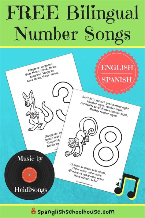 FREE Bilingual Number Song Printables {in English .